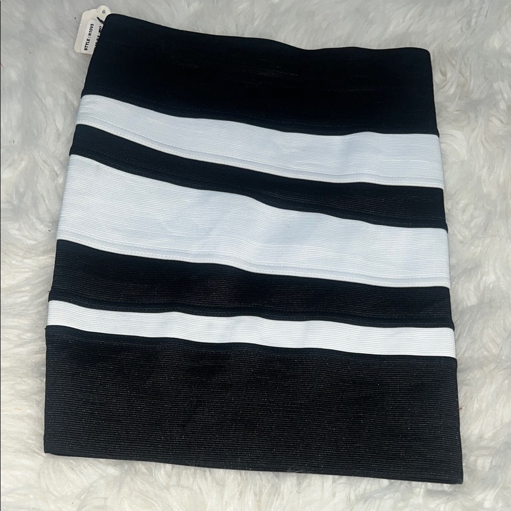 Black and White Striped Skirt